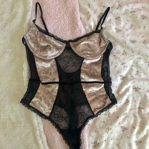 lace and velvet body suit